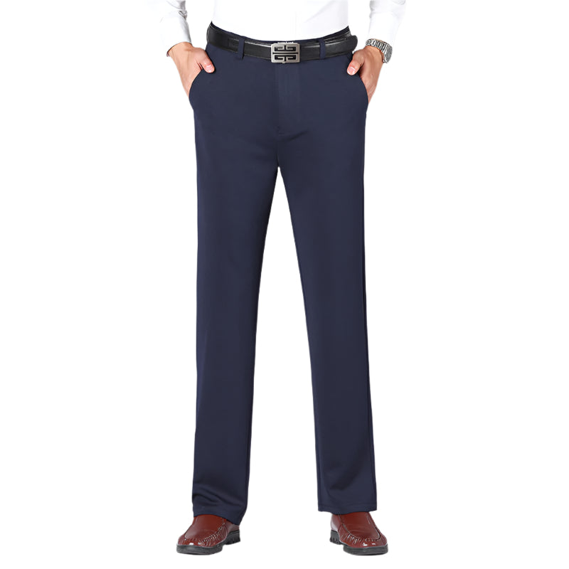 Heren modieuze zakelijke casual formele broek effen kleur hoge elasticiteit losse rechte heren casual formele broek