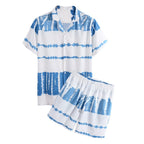 Personality Printing Lapel Shirt Loose Shorts Beach Suit - Acquisti Online
