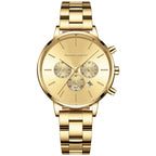 Hannah Martin Women Quartz Watch Three Eye Six Needle Chronograph Calendar Quartz Watch Waterproof Women Quartz Watch