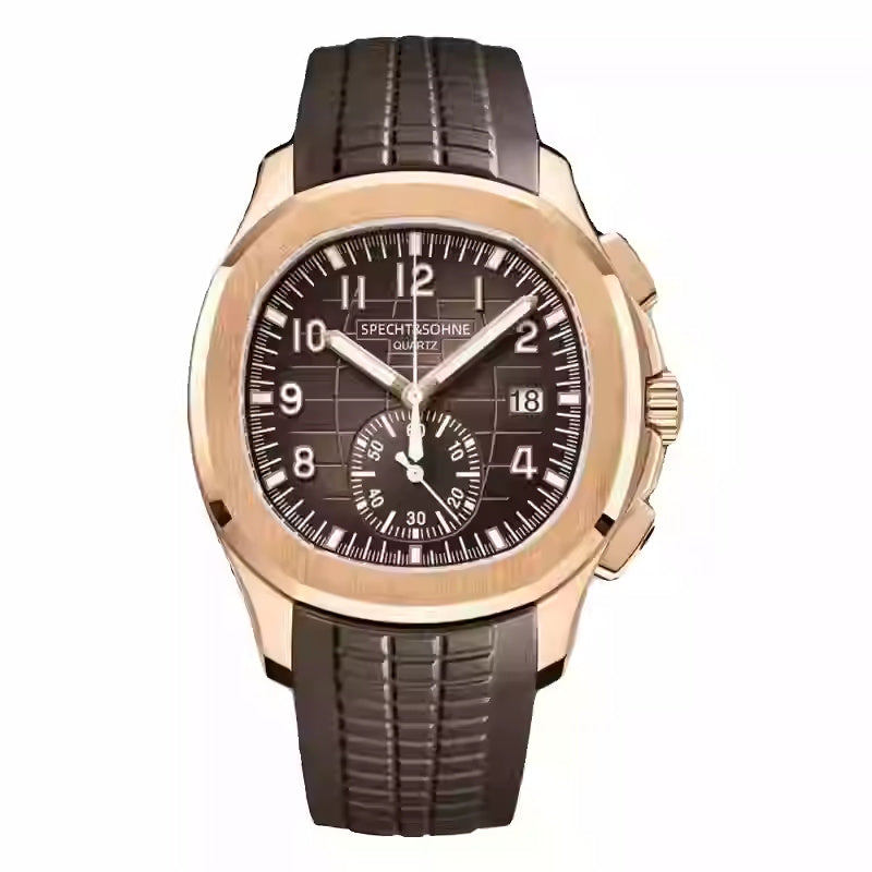 Specht&amp;Sohne Orologio da uomo alla moda, cronografo al quarzo con data, in gomma antiurto, impermeabile fino a 50 m