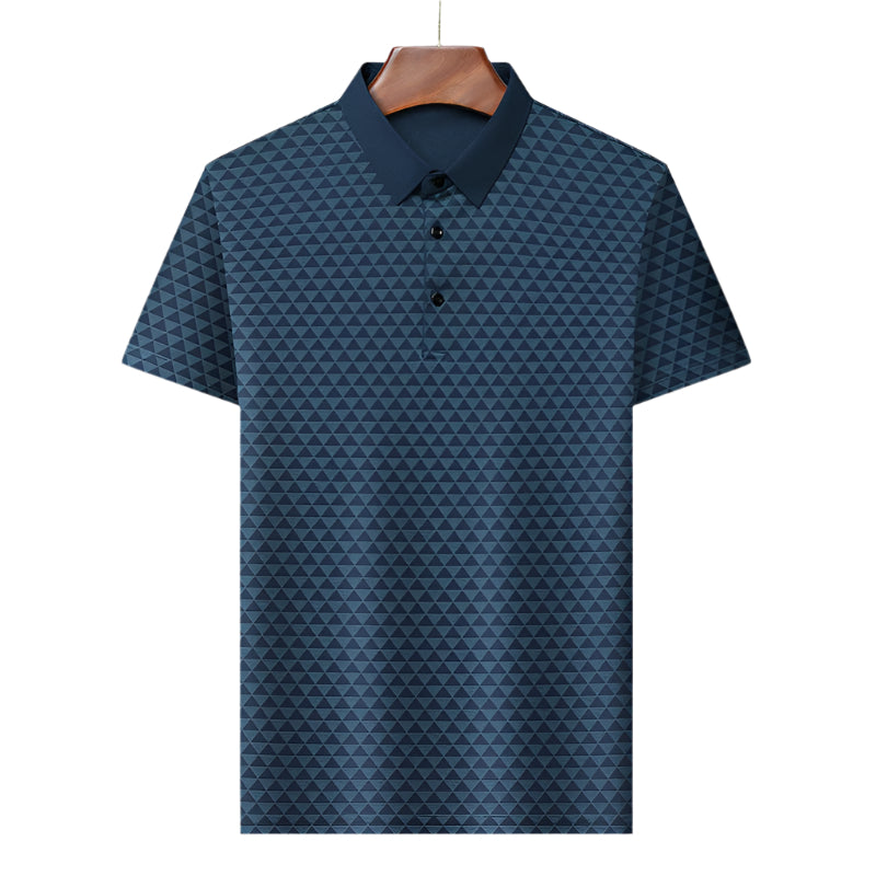 Men's Lapel Polo Shirt Short-Sleeved T-shirt Business Casual Loose Men's Short Sleeve Breathable Ice Silk Seamless Shirt