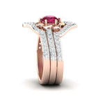Exquisite Rose Gold Flower Ring Anniversary Proposal Women Engagement Wedding Band Ring Set