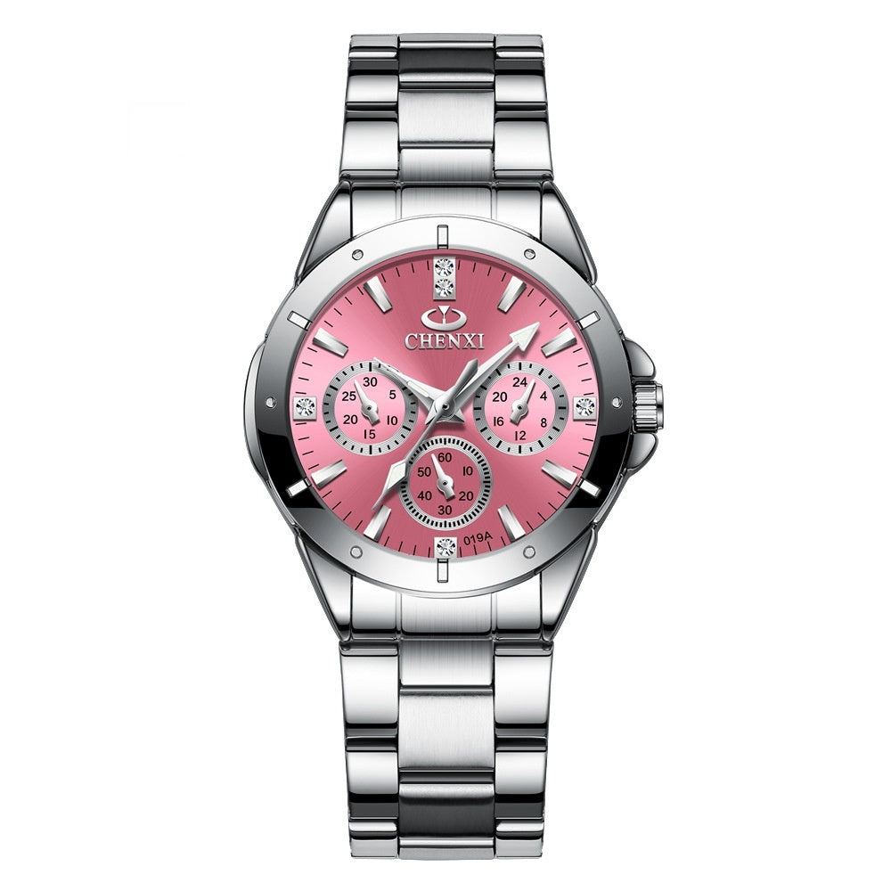 CHENXI Koppelhorloges Cadeau Lover Horloges Mode Vrouwen Roestvrij Staal Waterdicht Kwarts Polshorloge