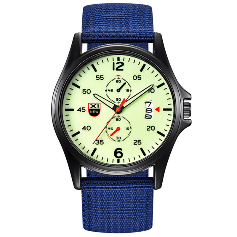 Orologio da polso da uomo al quarzo analogico, impermeabile, in nylon militare, con data, da uomo, con calendario, al quarzo
