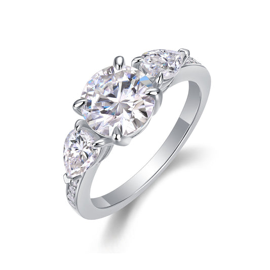 Large Diamond Ring Luxury Fashion Set Moissanite Silver Ring