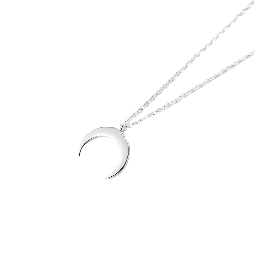 Simple Moon Pendant Sterling Silver Clavicle Chain