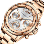 MINI FOCUS Women Luxury Diamond Wristwatch Calendar Stainless Steel Casual Elegent Women Quartz Watches