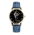 Women's Fashionable Casual Horse Desert Dial All-Match Denim Strap women's Quartz Wristwatch Large Dial Watch