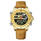 NAVIFORCE Men's Seiko Movement Quartz Watches Chronograph Casual Luminous Leather Strap Men's Quartz Wrist Watch