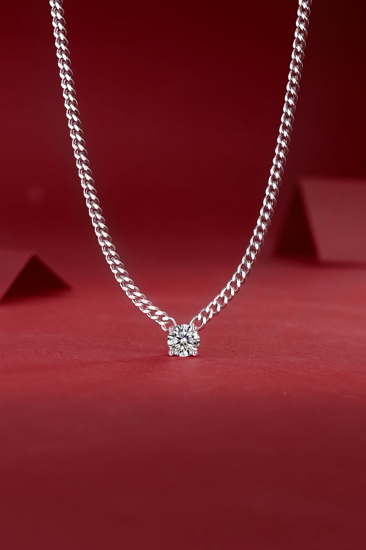 Cuban Necklace Luxury Fashion Diamond Pendant Necklace Set With Mosan Diamond Silver Ornaments