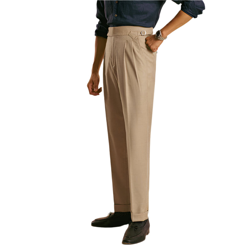 Men's Fashionable New Business Italian Style Naples Formal High Waisted Design Straight Leg Long Men's Formal Pants