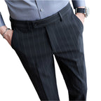 Yarn-dyed Light Luxury Striped Texture Men's Suit Pants Stretch Casual