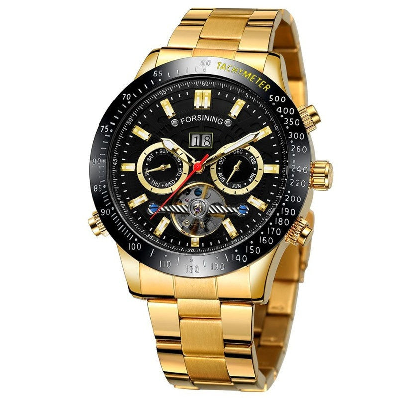 FORSINING 332G Orologio da uomo di lusso della serie Aviation Professional Week, automatico, con data, sportivo