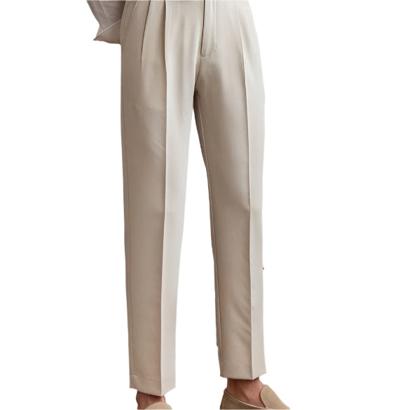 Fashion Mid-High Waist Straight Cropped British Pants Men's