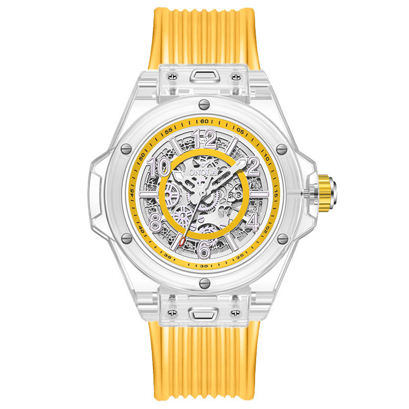 Men's Automatic Mechanical Watch Combines Precision Engineering With a Sleek, transparent design Rubber Belt  Watch - Acquisti Online