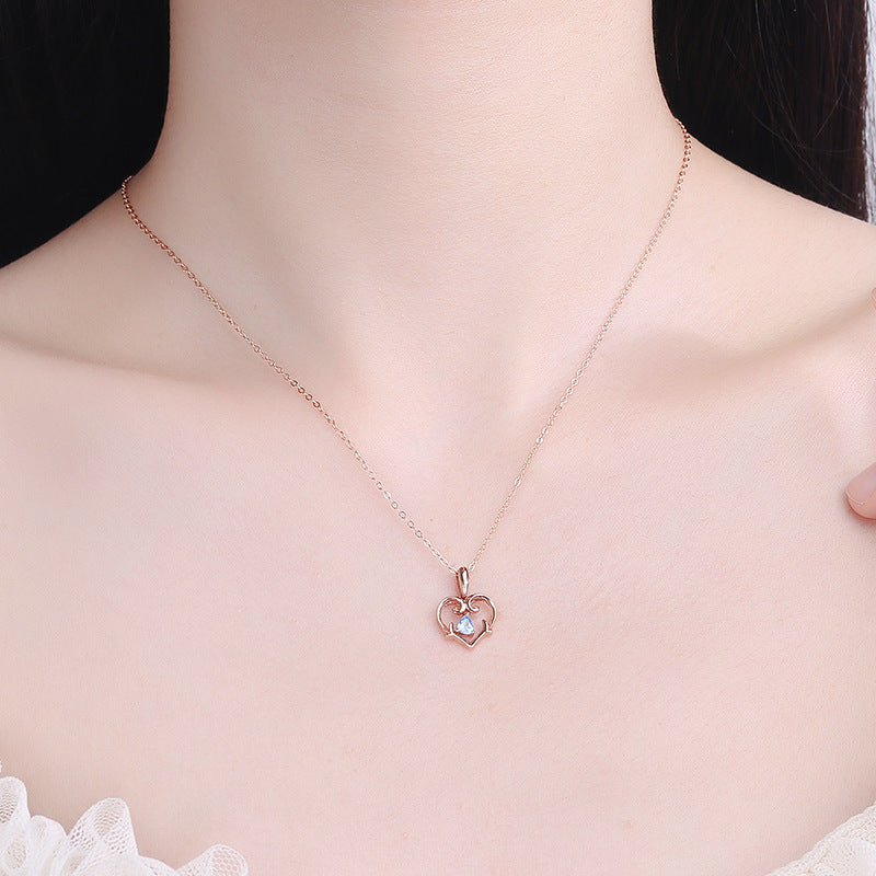 S925 Sterling Zilveren Jong Meisje Hart Ketting