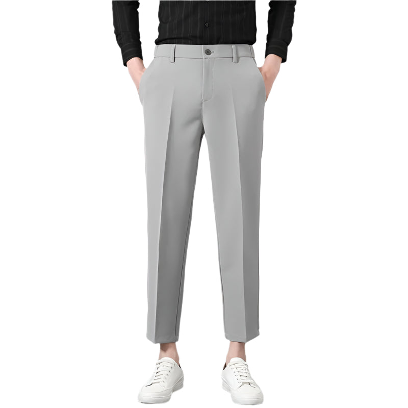 Heren modieuze zakelijke casual formele broek effen kleur polyester rits gulp micro elasticiteit heren casual formele broek