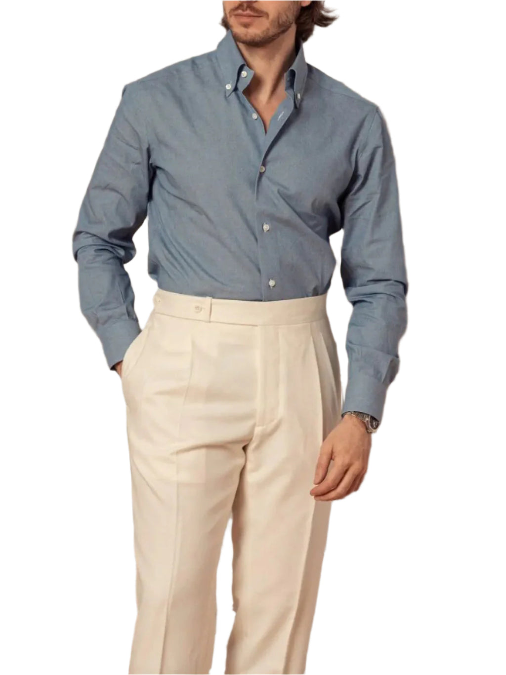 Men's Solid Color Button Pants