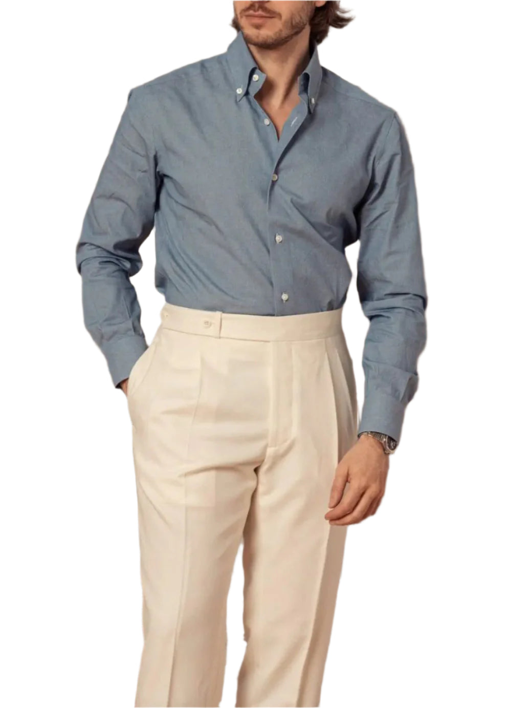 Men's Solid Color Button Pants
