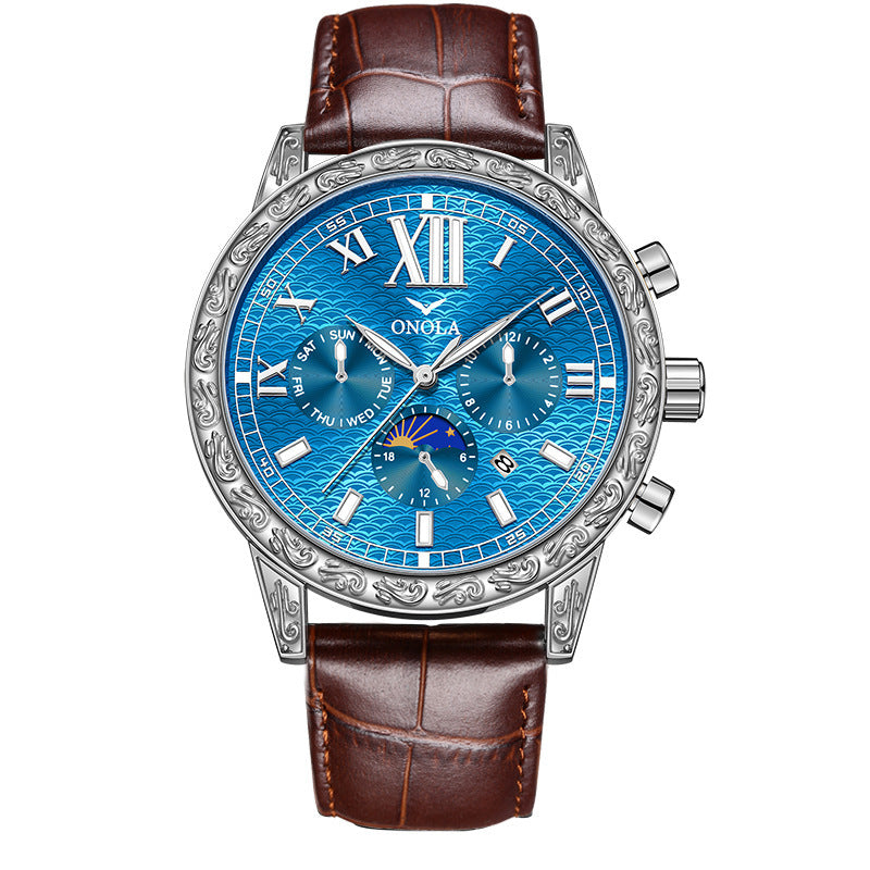 Orologio da uomo ONOLA di lusso, automatico, in oro, con movimento meccanico, luminoso, impermeabile 30 m, cinturino in pelle