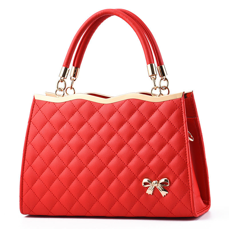 Female Bag Spring New Embroidered Rhombus Ladies Handbag