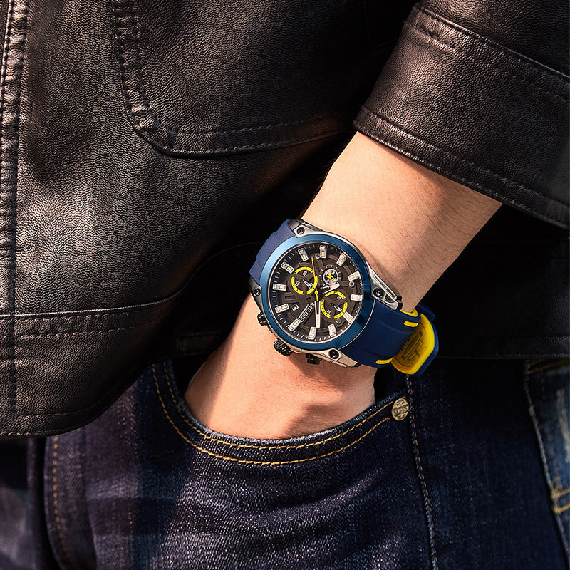 MEGIR Mens Quartz Analog Sports Watch Luminous Chronograph Silicone Band Men's Quartz Sports Watch