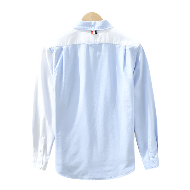 Men's Fashionable Casual Shirt Solid Color Cotton Fiber Cardigan Long Sleeve Loose Slim Fit Fashion Men's Casual Shirt