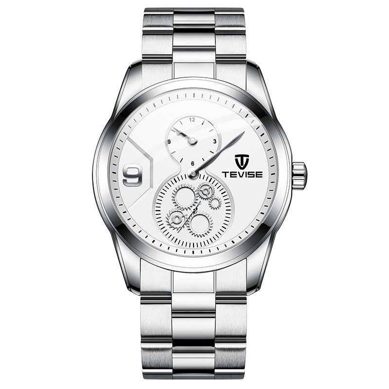 Orologio meccanico automatico da uomo Tevise Luxury Brand con cinturino in pelle originale in acciaio inossidabile, orologio da polso meccanico da uomo