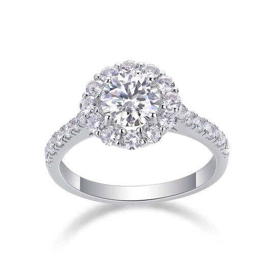 Luxury Fashion Large Diamond Wedding Ring With Moissanite Silver Ring