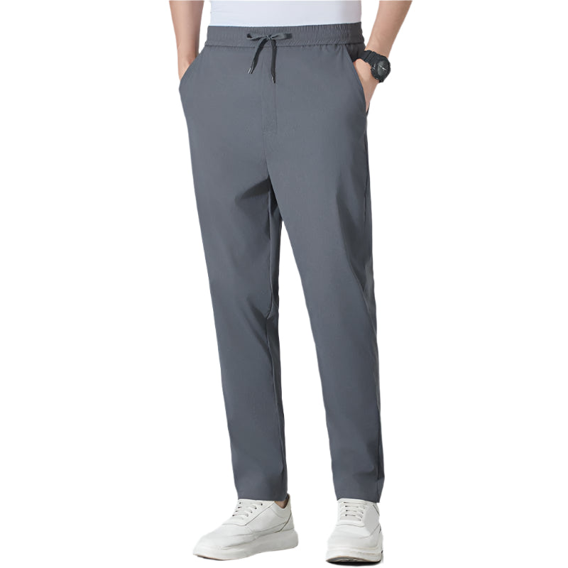 Men's Fashionable Ice Silk Pants Quick-drying Thin Loose Straight Men's Trousers Double Layer Belt Fashion Men's Trousers