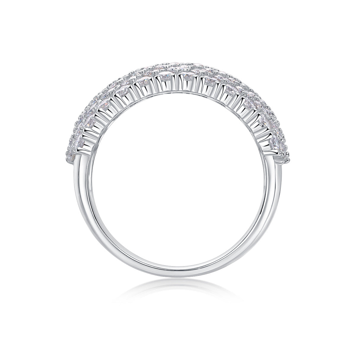 Women's Luxury Fashion Silver Rings Multiple Row Diamond Wide Rings Moissanite Rings Women Radiant Moissanite Ring - Acquisti Online