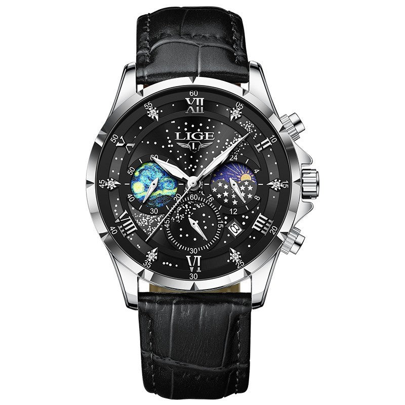 LIGE 89107 Man Business Casual Sports Leather Band Watch - Acquisti Online