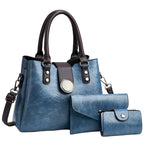Women's Fashion Simple Large Capacity Shoulder Messenger Handbag Three-piece Set - Acquisti Online