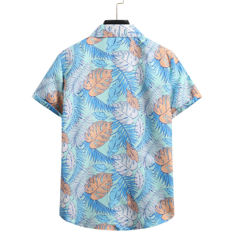 Camicia hawaiana casual con scollo a V di alta qualità, in cotone vintage, con stampa floreale 3D, alla moda, da uomo