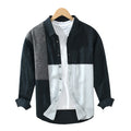 Men's Fashionable Casual Shirt Solid Color Cardigan Stitching Contrast Color Long Sleeves Fashion Men's Shirt
