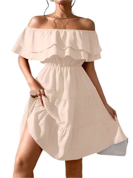 Effen kleur casual damesjurk van gemiddelde lengte, lente en zomer, perfect voor elke outfit