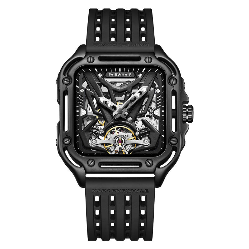 FAIRWHALE Nuovo Orologio Tourbillon alla Moda Impermeabile Automatico Meccanico da Uomo con Cinturino in Silicone Relogio Masculino