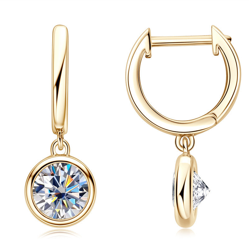 Orecchini di lusso da donna in argento sterling 925 di alta qualità con gancio per l'orecchio, orecchini a cerchio con diamanti e moissanite, orecchini alla moda da donna