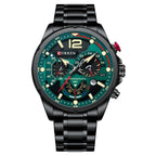 Multifunctioneel lichtgevend stalen quartzhorloge voor heren
