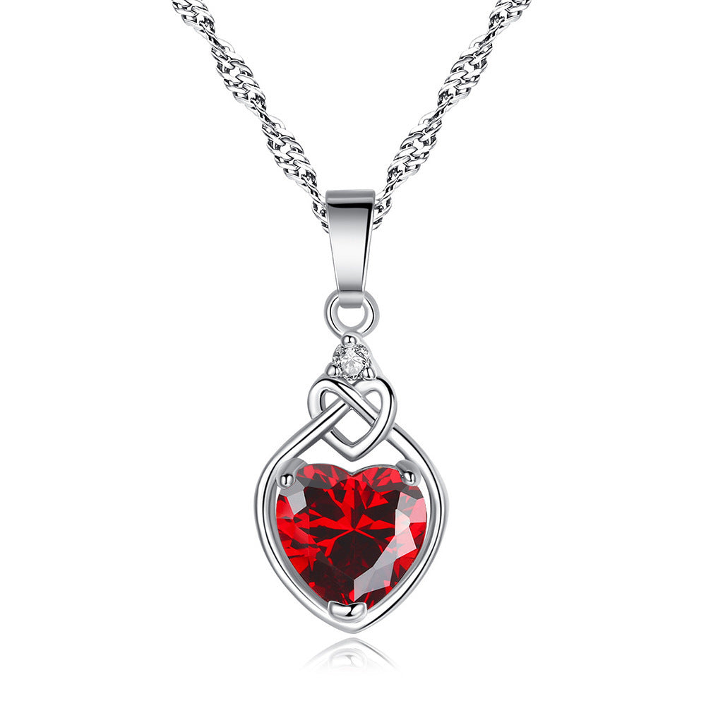 Women's Heart-shaped Ruby Jewelry Suit