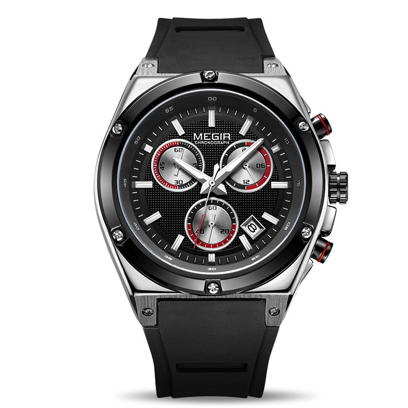 Orologio da uomo alla moda, sportivo, multifunzionale, in silicone