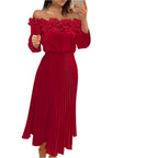 Driedimensionale geplooide off-shoulder geplooide damesjurk