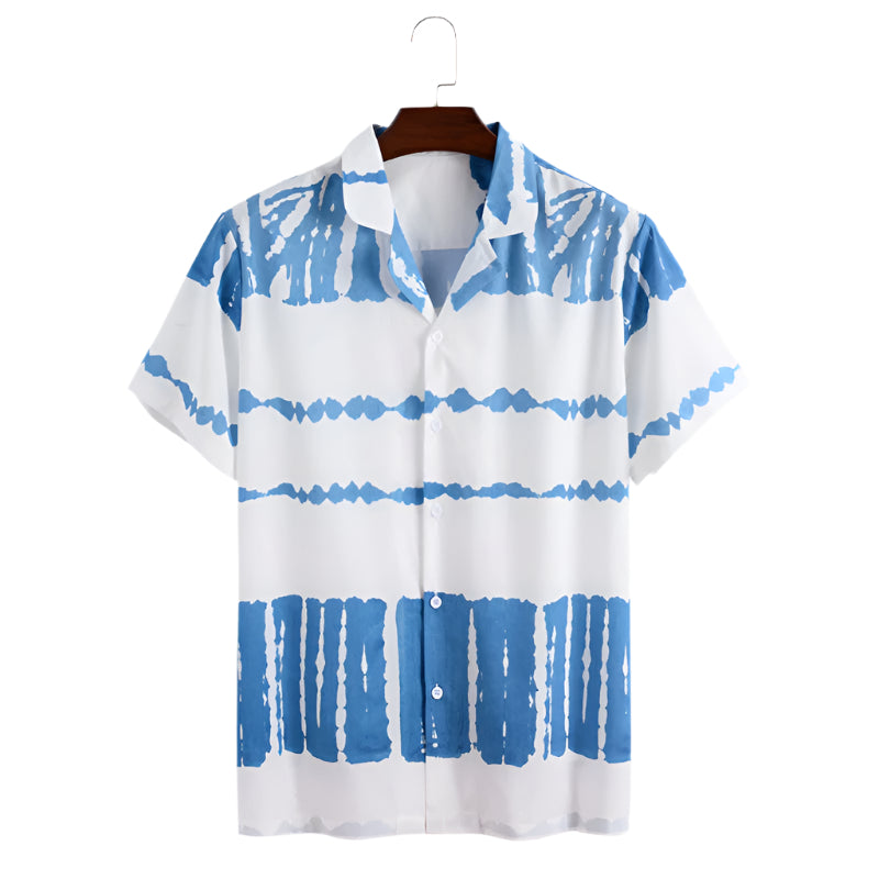 Personality Printing Lapel Shirt Loose Shorts Beach Suit - Acquisti Online