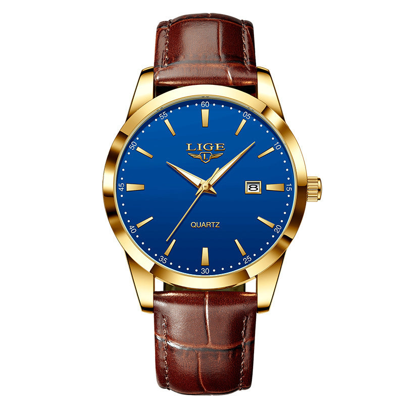 LIGE LG8970 Men's Chronograph Leather Strap Luxury Watches - Acquisti Online