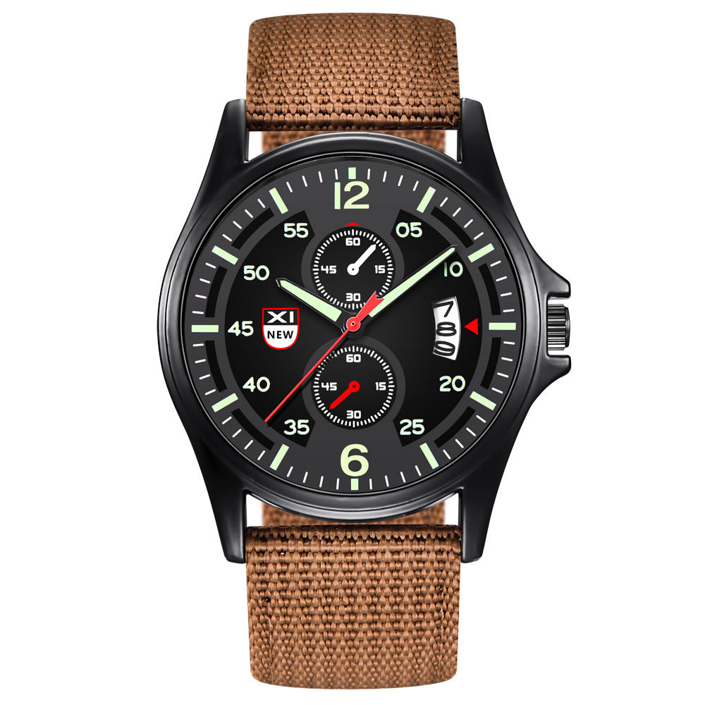 Orologio da polso da uomo al quarzo analogico, impermeabile, in nylon militare, con data, da uomo, con calendario, al quarzo