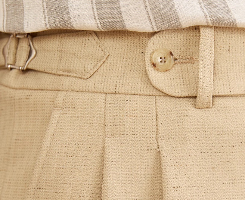 Heren modieuze zakelijke casual formele broek effen kleur dubbel geplooid hoge taille rechte heren casual formele broek