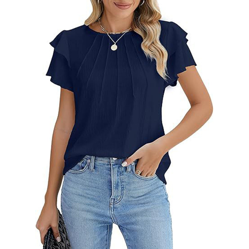 Dames Ruffle Shirts met Korte Mouwen