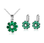 Copper Zircon Floral Diamond Necklace Stud Earrings