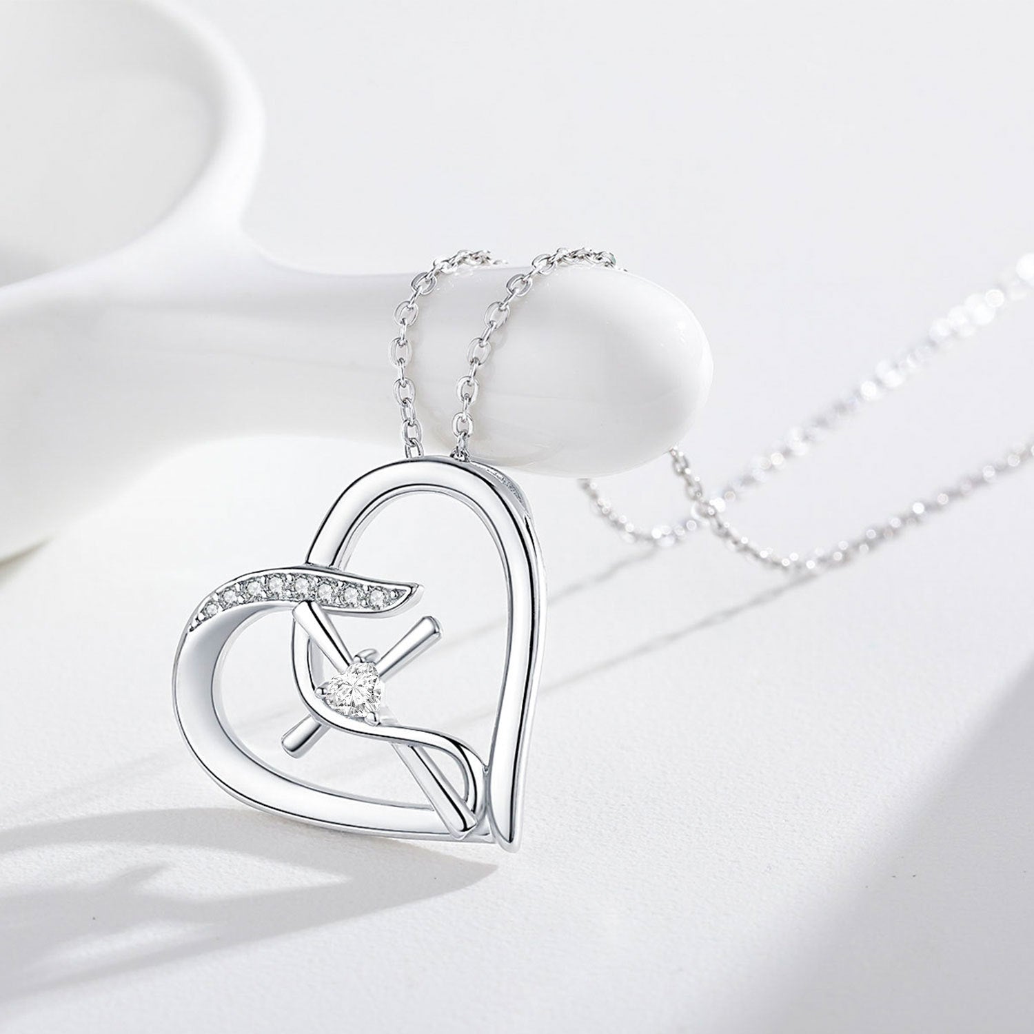 Cross Necklace for Women 925 Sterling Silver Love Heart Infinity Faith Necklace Hope Pendant Cross Jewelry