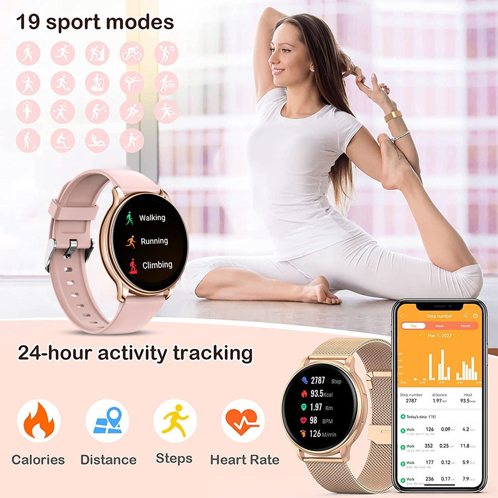 Smartwatch Bluetooth Chiamata BT Cardiofrequenzimetro Pressione Sanguigna Promemoria Intelligente Display di Alta Qualità Impermeabile Modalità Multifunzione Smartwatch